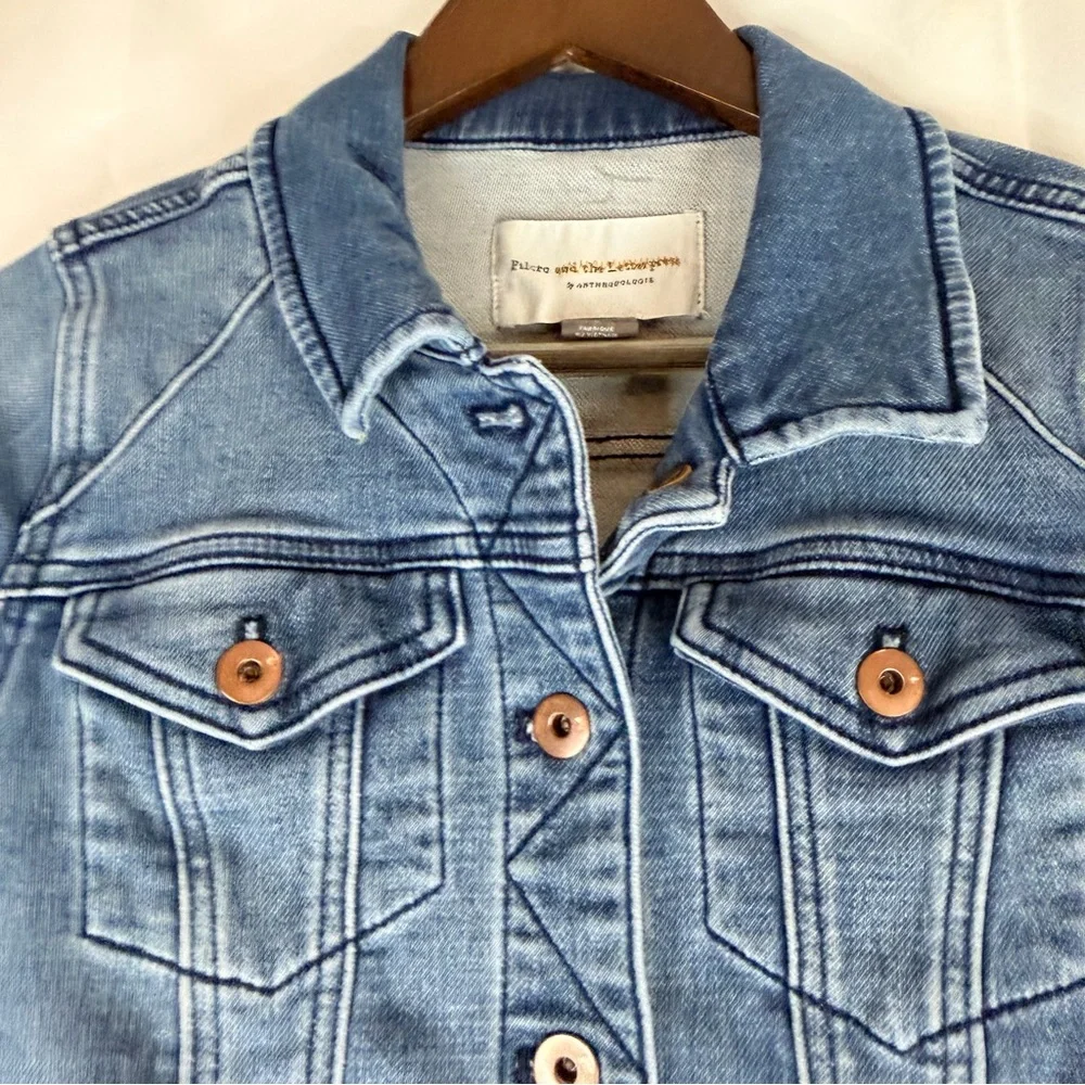 PILCRO ANTHROPOLOGIE Women’s Size M Jacket Denim Jean Trucker Style Stretch Coat